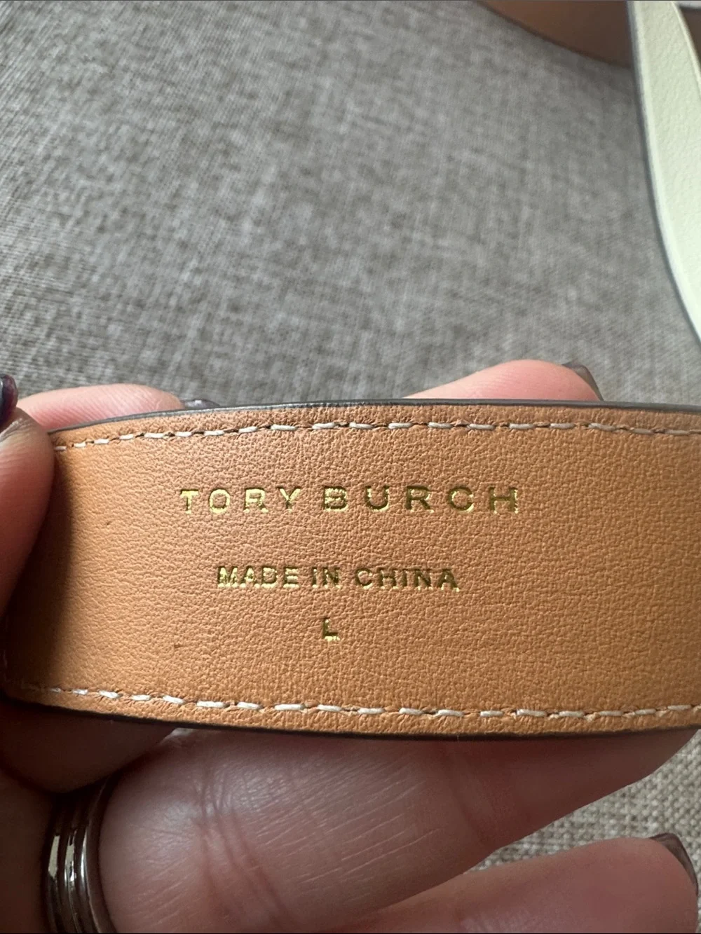 Tory Burch Tan/Ivory Miller Leather Reversible Belt Sz L